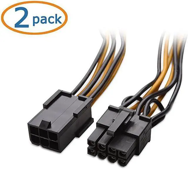 Alt view image 2 of 4 - 2Pack 6 Pin to 8 Pin PCIe Adapter Power 4 Inches