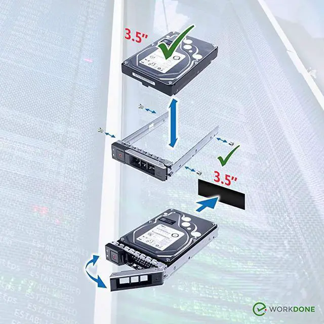 Alt view image 4 of 6 - 4Pack 35 inch Hard Drive Caddy Compatible for Dell PowerEdge Servers with Detailed Installation Manual Sled Front Sticker Labels Screwdriver Added Tray Screws