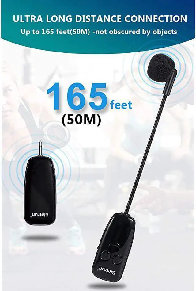 Alt view image 2 of 7 - Microphone Headset, UHF Headset Mic System, 160 ft Range, Headset Mic and Handheld Mic 2 in 1, 1/8''&1/4'' Plug, for Speakers, Voice Amplifier, Pa System(Incompatible Phone, Laptop)