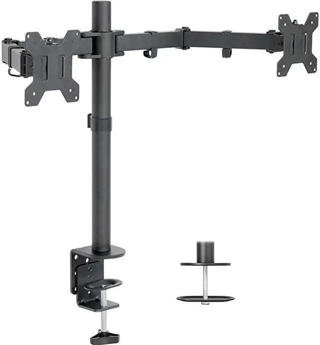 Main image of Dual Monitor Stand Up Desk Mount Extra Tall 39 inch Pole Fully Adjustable Stand for up to 27 inch Screens STANDV012