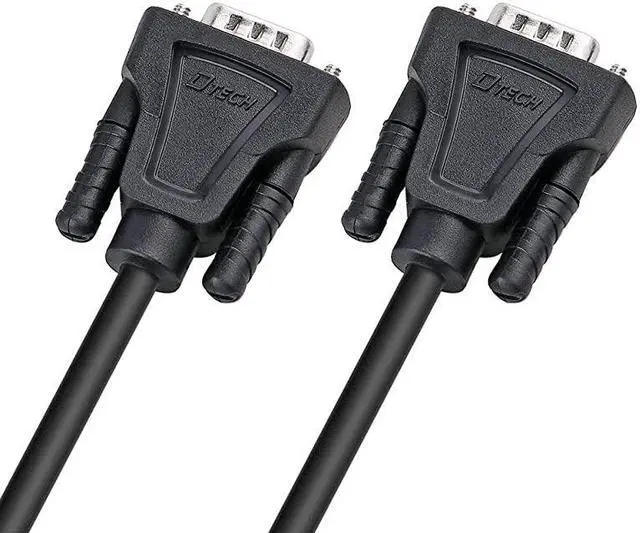 Alt view image 7 of 7 - 10ft DB9 to DB9 RS232 Serial Cable Male to Male Null Modem Cord Cross TX RX line for Data Communication 10 Feet Black