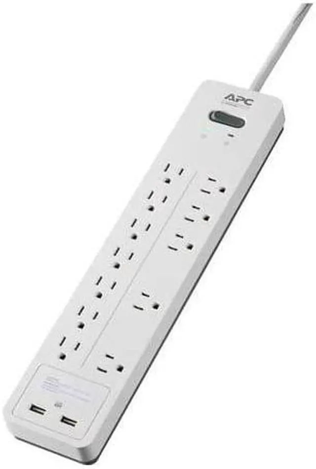 Alt view image 2 of 2 - Surge Protector Power Strip with USB Charging Ports PH12U2W 2160 Joules Flat Plug 12 Outlets