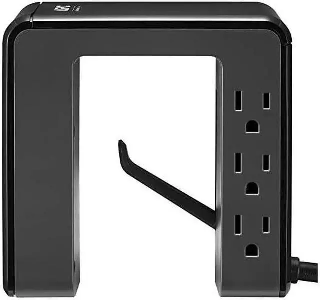 Alt view image 7 of 7 - Desk Mount Power Station PE6U4 UShaped Surge Protector with USB Ports 4 Desk Clamp 6 Outlet 1080 Joules Black