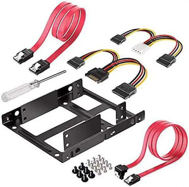 Main image of 2x 25 Inch SSD to 35 Inch Internal Hard Disk Drive Mounting Kit BracketSATA Data Cables and Power Cables included