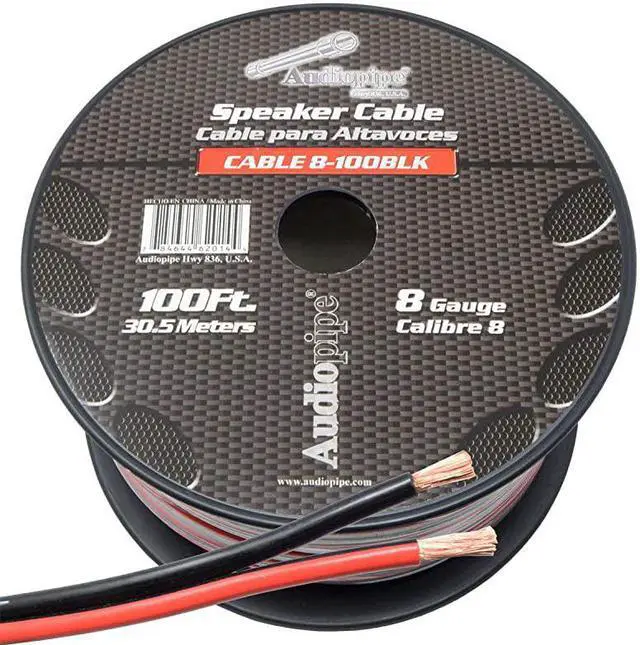 Main image of Gauge Speaker Wire RedBlack 100 Feet Car Audio Home Theater Sub Woofer Stranded Cable 2 Conductor Power Ground