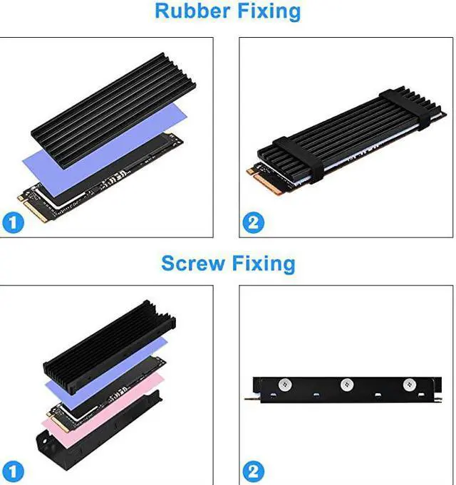 Alt view image 4 of 6 - M2 2280 Heatsink DoubleSided Heat Sink Alloy Aluminum NGFF NVME Cooling Sink with 4 Thermal Conductivity Silicone Pads M2 SSD Cooler Set for 2280 M2 SSD