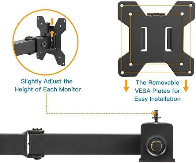 Alt view image 7 of 7 - Quad Computer Monitor Mount Heavy Duty LCD Computer 4 Monitor Stand with Full Articulation Fits Four Screens up to 27 Inches Each Arm Holds up to 176lbs VESA 75x75100x100mm by