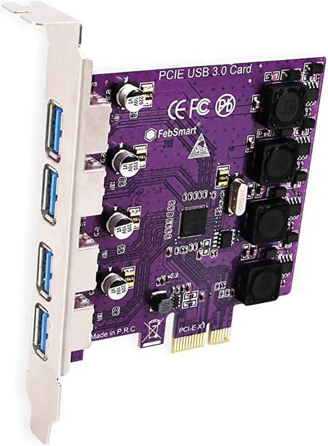 Main image of 4 Ports USB 30 Super Fast 5Gbps PCI ExpressPCIe Expansion Card for Windows Server XP7Vista88110 PCsBuild in SelfPowered TechnologyNo Need Additional Power SupplyFSU4Pro