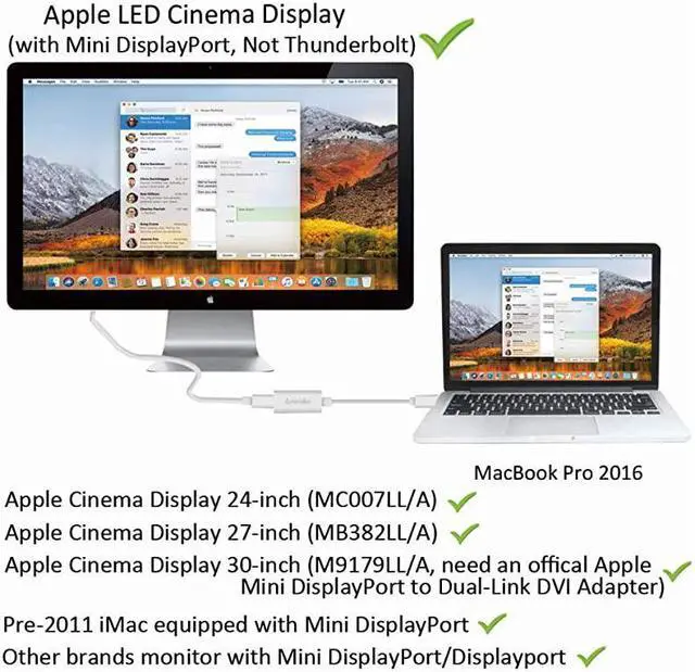Alt view image 4 of 7 - USBC to Mini DisplayPort Adapter USB 31 Type C Thunderbolt 3 to Mini DP Adapter 4K Compatible with Macbook Pro Lenovo T470 to LED Cinema Display Dell Monitor etc Silver