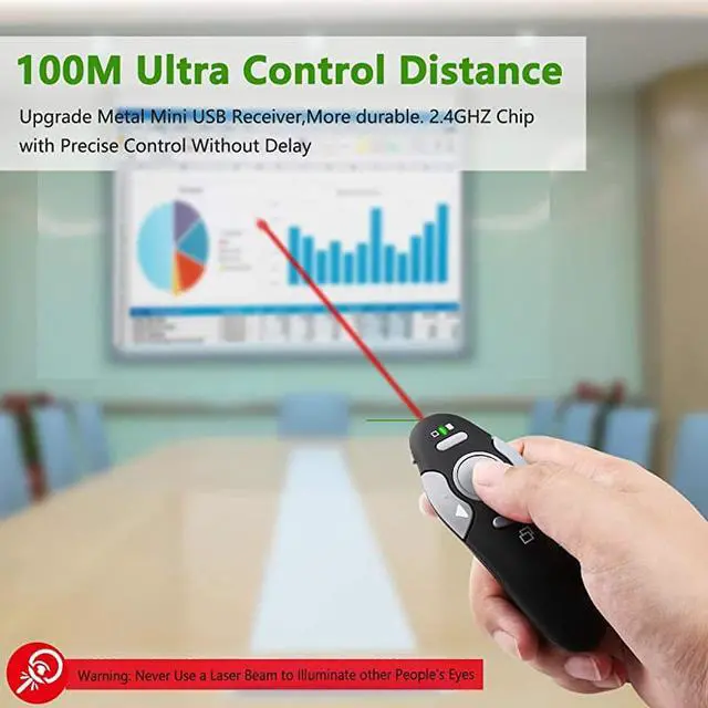 Alt view image 5 of 7 - Clicker Remote Laser Pointer PowerPoint Slideshow Wireless USB Presenter Support Win10 MAC PPT Keynote Google Slides Prezi