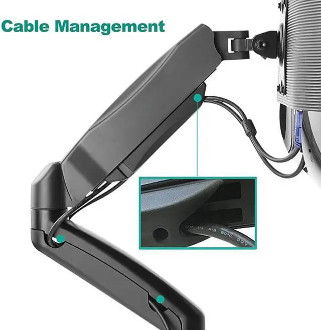 Alt view image 6 of 7 - Single LCD Monitor Fully Adjustable Gas Spring Wall Mount Fits 1 Screen VESA up to 27 inch 143 lbs Weight Capacity Arm Max Extension 17 inch GSWM001 Black