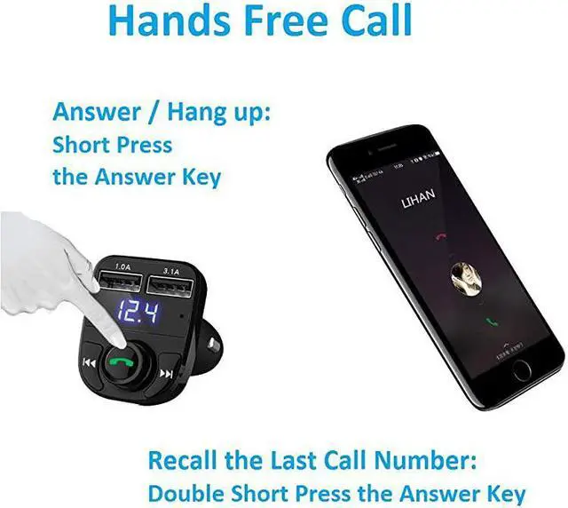 Alt view image 4 of 7 - Call Car ChargerWireless Bluetooth FM Transmitter Radio ReceiverMp3 Audio Music Stereo AdapterDual USB Port Charger Compatible for All SmartphonesSamsung GalaxyLGHTCetc