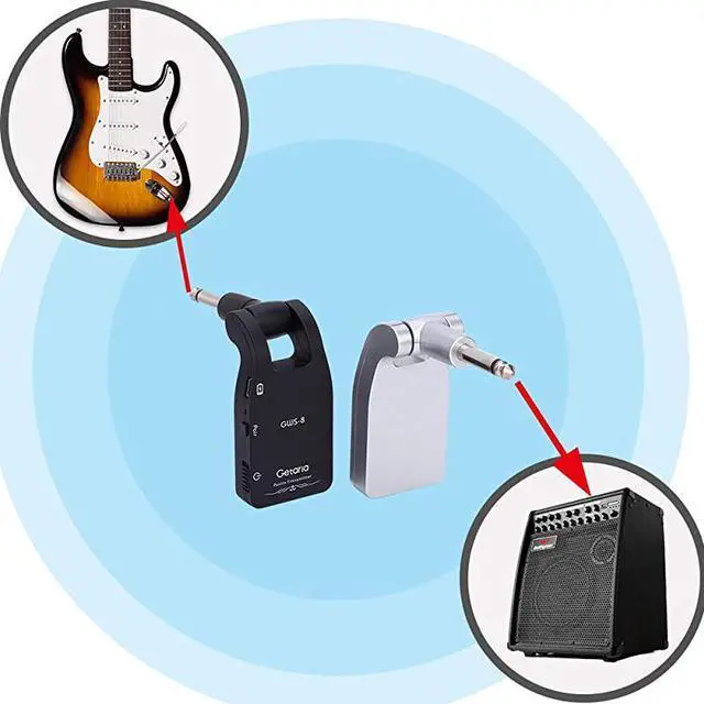 Alt view image 3 of 7 - 24GHZ Wireless Guitar System Builtin Rechargeable Lithium Battery Digital Transmitter Receiver for Electric Guitar Bass Black