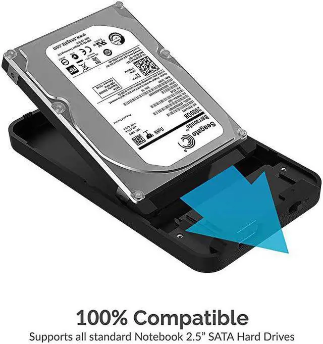 Alt view image 3 of 7 - 25Inch SATA to USB 30 ToolFree External Hard Drive Enclosure Optimized for SSD Support UASP SATA III Black ECUASP