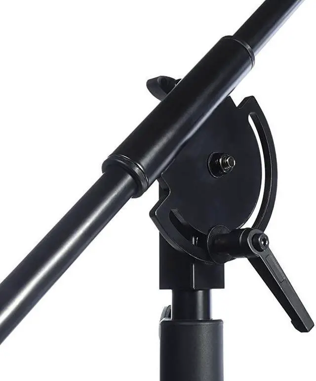 Alt view image 7 of 7 - Professional Microphone Stand Heavy Duty 90 Studio Overhead Boom Stand with Rolling Caster Wheels 87 Extra Long Telescoping Arm Mount Foldable Tripod Legs amp Adjustable Counterweight