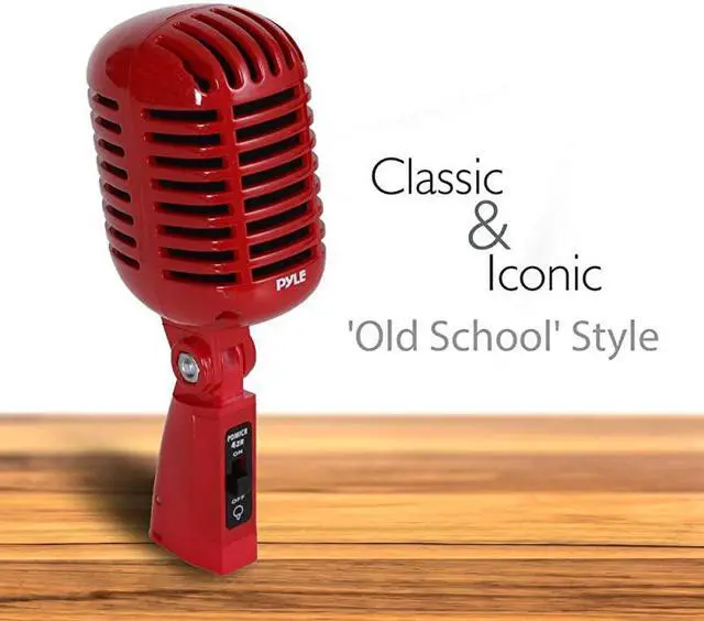 Alt view image 2 of 7 - Classic Retro Dynamic Vocal Microphone Old Vintage Style Unidirectional Cardioid Mic with XLR Cable Universal Stand Compatible Live Performance In Studio Recording  PDMICR42R Red 830in x 380in x 340i