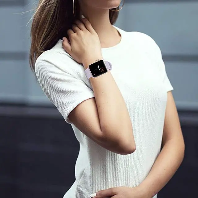 Alt view image 4 of 7 - Compatible with Apple Watch Band 42mm 44mm Soft Silicone Replacement Band for iWatch Series SE 6 Series 5 Series 4 Series 3 Series 2 Series 1 6 Pack
