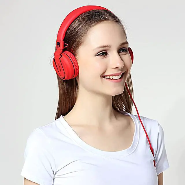 Alt view image 6 of 7 - Stereo Adjustable Foldable Headphones Lightweight Headband Headsets with Microphone 35mm for Cellphones Smartphones iPhone Tablets Laptop Computer Mp34 DVD BlackRed