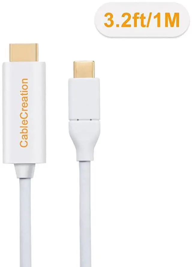 Alt view image 6 of 7 - USB C to HDMI 4K60Hz  USB Type C to HDMI 3 Feet Cable Thunderbolt 3 Compatible Compatible with MacBook Pro 2019Surface Book 2Chromebook PixelYoga 920Samsung S10 S9 S8 White