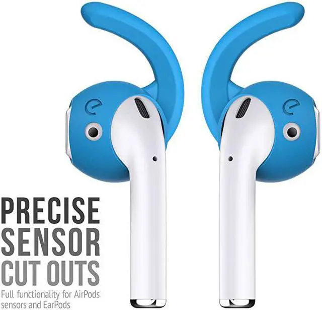 Alt view image 5 of 7 - 20 Ear Hooks and Covers Accessories Compatible with Apple AirPods 1 amp 2 or EarPods HeadphonesEarphonesEarbuds 3 Pairs Sky Blue