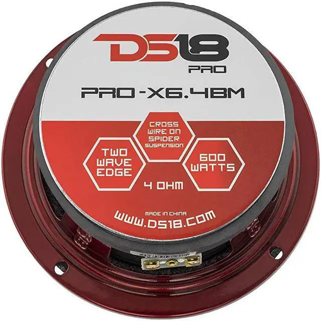 Alt view image 4 of 5 - PRO-X6.4BM Loudspeaker - 6.5", Midrange, Red Aluminum Bullet, 500W Max, 250W RMS, 4 Ohms - Premium Quality Audio Door Speakers for Car or Truck Stereo Sound System (1 Speaker)