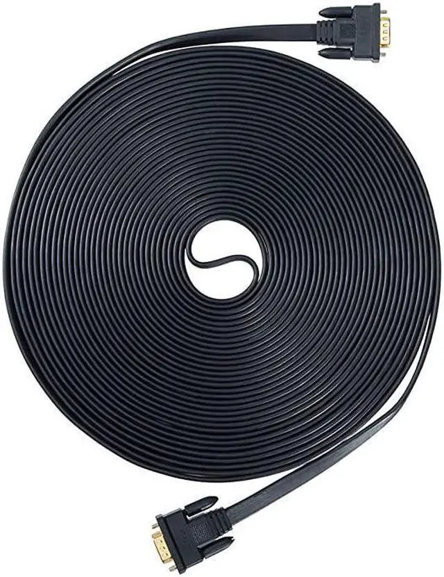 Alt view image 6 of 7 - 65ft Extra Long VGA to VGA Cable 15 Pin Male to Male Flat SVGA Cord for Computer to Monitor Full HD Video 20 Meter Black