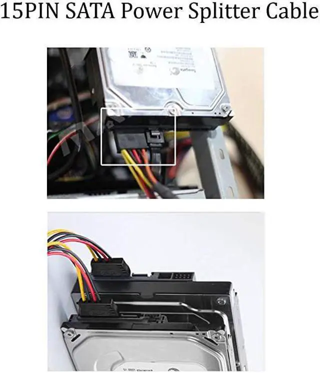 Alt view image 6 of 7 - 4pcs SATA Power Splitter Cable15 Pin Male to 15 Pin Dual Female Power Cable 8 Inches