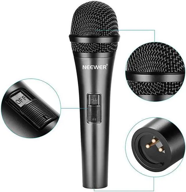 Alt view image 5 of 7 - Cardioid Dynamic Microphone with XLR Male to XLR Female Cable, Rigid Metal Construction for Professional Musical Instrument Pickup, Vocals, Broadcasting, Speech, Black (NW-040)