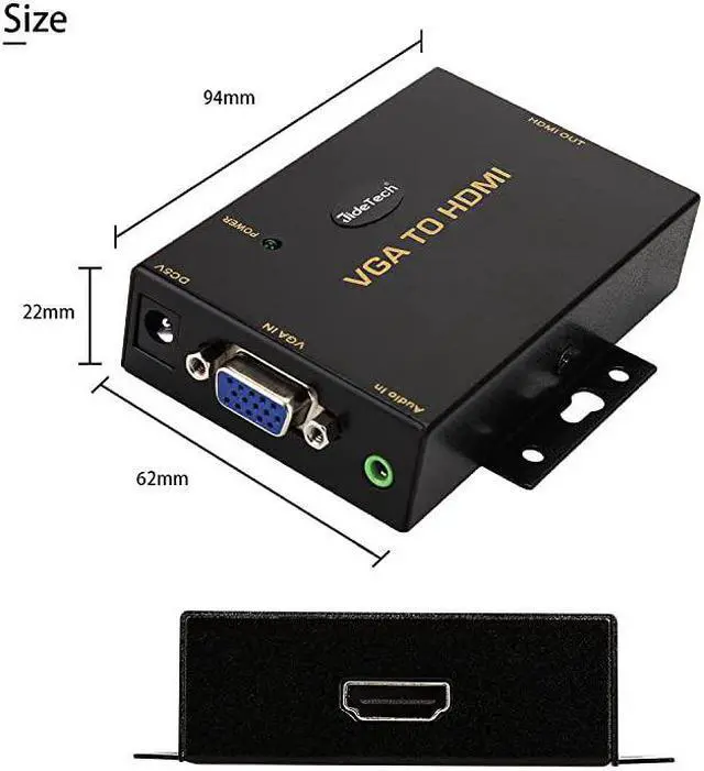 Alt view image 2 of 7 - VGA to HDMI Converter with 35mm Audio Port for PC Laptop Display Computer Mac Projector