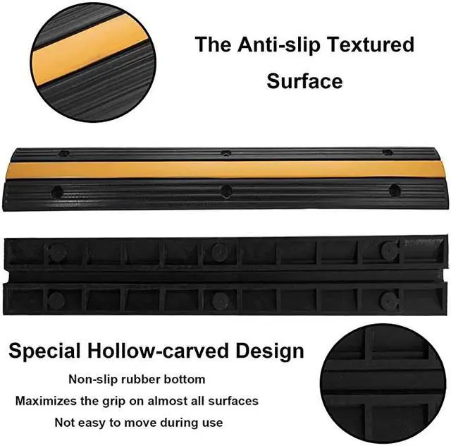 Alt view image 4 of 7 - 4 Pack 1Channel Rubber Cable Protector Ramp Traffic Speed Bump 18000lbs Capacity Heavy Duty Cable Protective Cover Ramp Driveway Hose Cord Track Protector Wires Concealer for Garage Parking