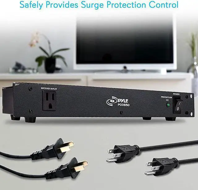 Alt view image 6 of 7 - PDU Power Strip Surge Protector 150 Joule 15 Amp 9 Outlet Strips Surge Protector Heavy Duty Electric Extension Cord Strip 1U Rack Mount Protection Power Outlet Strip WAC Filter Pro PCO850