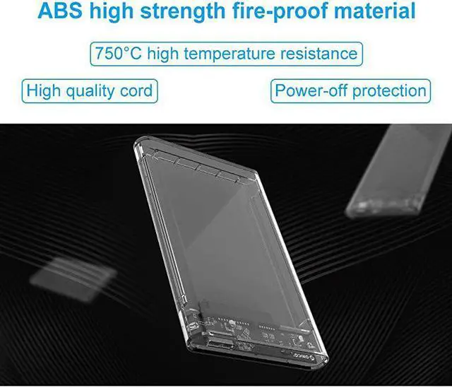 Alt view image 7 of 7 - SSD External Hard Drive Enclosure 25 inch SATA to USB30 UASP Clear Portable Hard Drive Case Max 2T HDD ToolFree Transparent Compatible for Windows