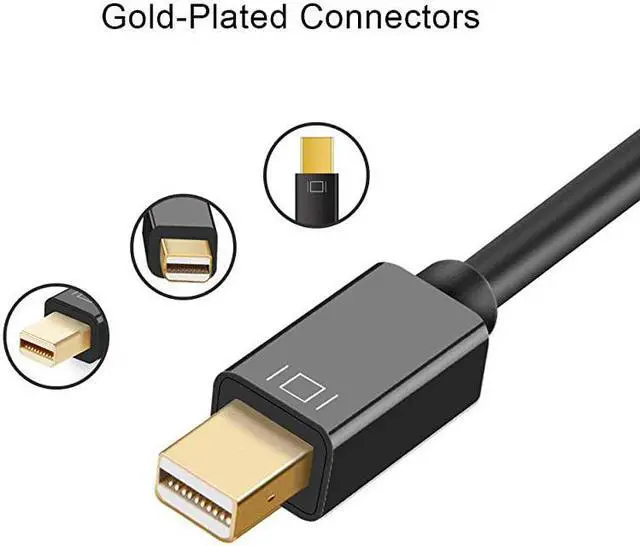 Alt view image 2 of 4 - Mini DisplayPort to HDMI VGA DVI  3 in 1 Gold Plated Mini DP Thunderbolt Adapter Compatible with MacBook iMac Mac Book Air DP 12 Version 4Kx2K Black