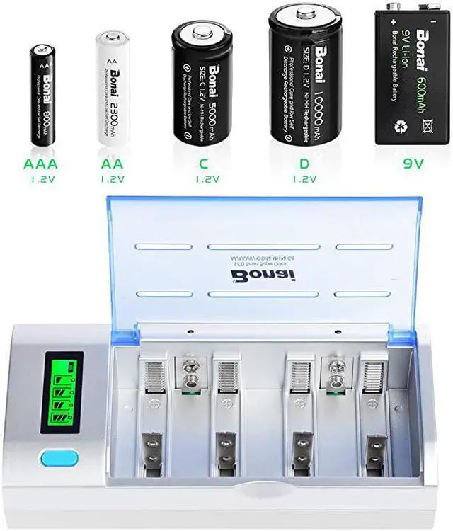 Alt view image 5 of 7 - LCD Universal Battery Charger for AA AAA C D 9V NiMH NiCD Rechargeable Batteries with Discharge Function