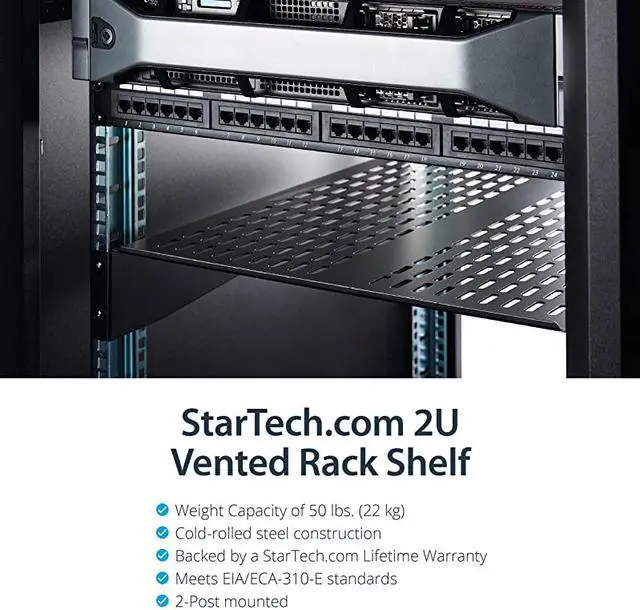 Alt view image 2 of 6 - com 2U Vented Server Rack Mount Shelf 22Inch Deep Cantilever Universal Tray for 19 AV Data Network Equipment Rack 50lbs CABSHELF22V
