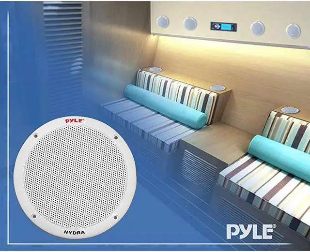 Alt view image 5 of 5 - 65 Inch Dual Marine Speakers 2 Way Waterproof and Weather Resistant Outdoor Audio Stereo Sound System with 400 Watt Power Polyprone Cone and Butyl Rubber Surround 1 Pair PLMR605W White