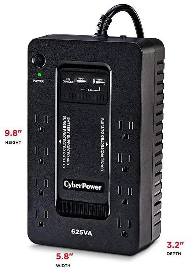 Alt view image 5 of 7 - ST625U Standby UPS System, 625VA/360W, 8 Outlets, 2 USB Charging Ports, Compact