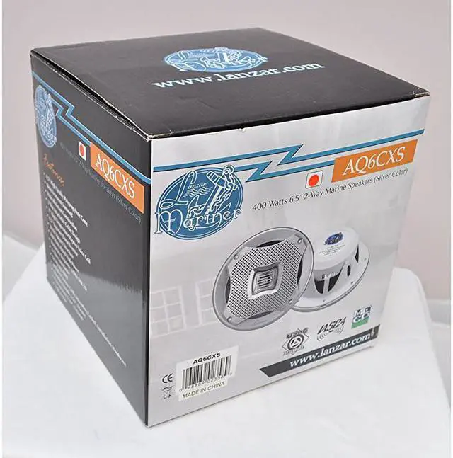 Alt view image 2 of 3 - 625 Inch Marine Speakers 2 Way Water Resistant Audio Stereo Sound System with 400 Watt Power Attachable Grills and Resin Treatment for Indoor and Outdoor Use 1 Pair AQ6CXS Silver