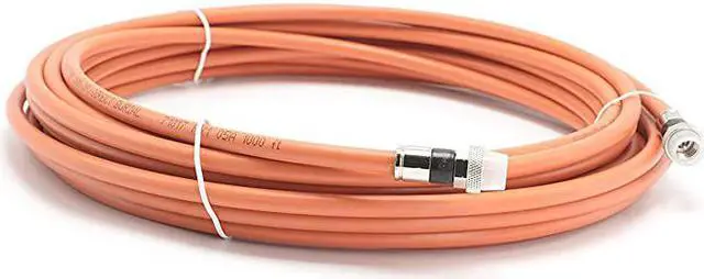 Main image of 10 Feet Direct Burial Coaxial Cable Proudly Made in USA RG6 Coax Cable Rubber Boot Outdoor Connectors Orange Designed for Waterproof and to Be Burried