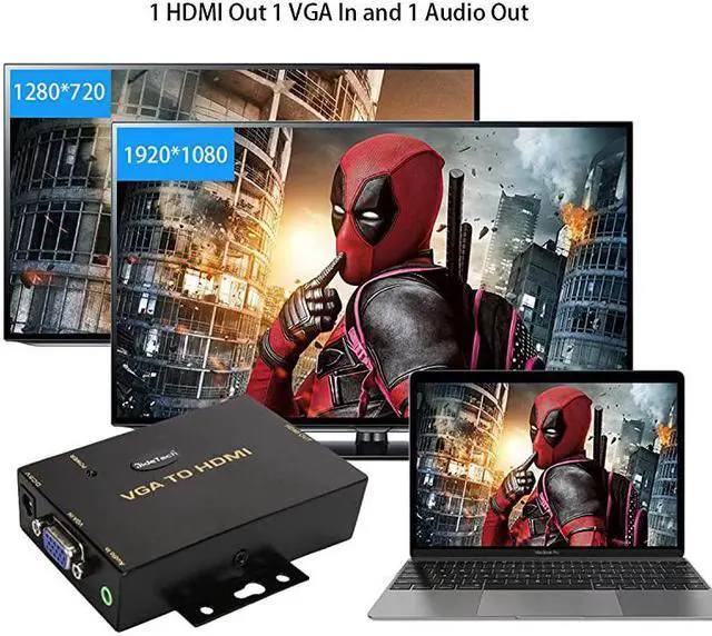 Alt view image 5 of 7 - VGA to HDMI Converter with 35mm Audio Port for PC Laptop Display Computer Mac Projector
