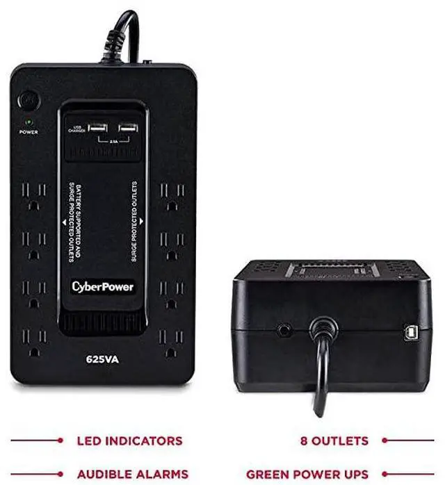 Alt view image 4 of 7 - ST625U Standby UPS System, 625VA/360W, 8 Outlets, 2 USB Charging Ports, Compact
