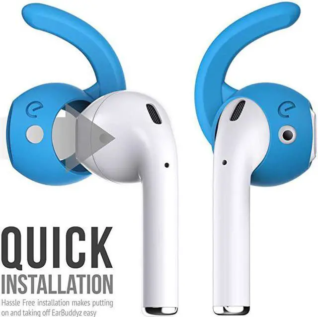 Alt view image 3 of 7 - 20 Ear Hooks and Covers Accessories Compatible with Apple AirPods 1 amp 2 or EarPods HeadphonesEarphonesEarbuds 3 Pairs Sky Blue