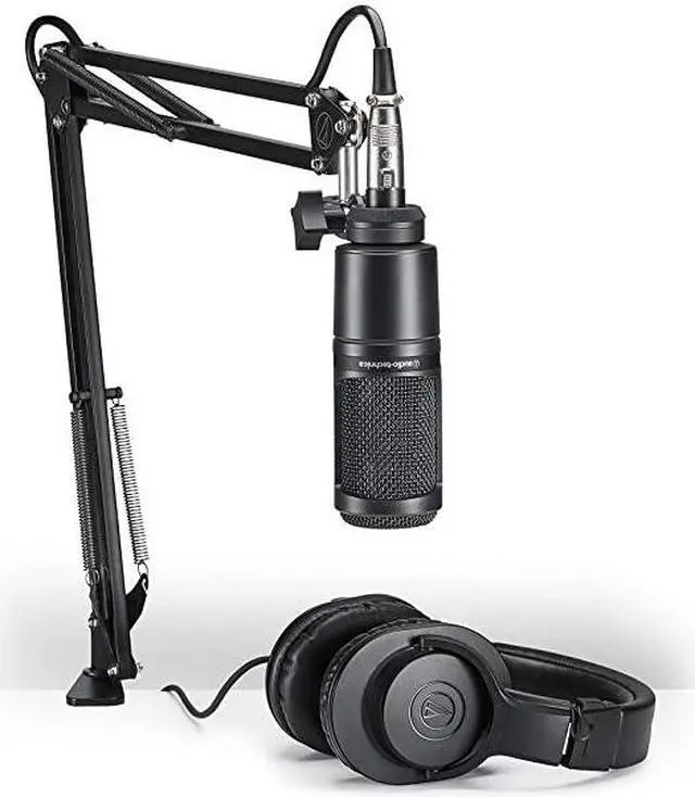 Main image of AT2020PK Vocal Microphone Pack for Streaming/Podcasting, Includes XLR Cardioid Condenser Mic, Adjustable Boom Arm, and Monitor Headphones,Black