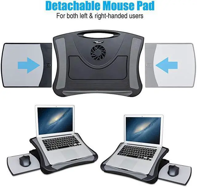 Alt view image 3 of 7 - Laptop Lap Pad Laptop Stand with Attached Mouse Pad Cushion and USB Cooling Fan NonSlip Heat Shield Tablet Computer Stand for Sturdy Work Station for Home Office Bed Sofa Couch and Car