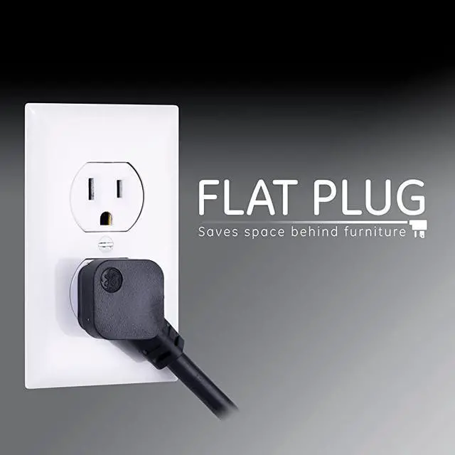 Alt view image 6 of 7 - Black Strip Sur Protector Charr 7 Outlets 2 USB Ports Fast Char Flat Plug Long Power Cord 3 Feet Wall Mount Warranty 37054 3 Ft