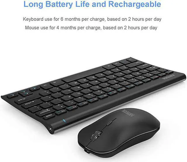 Alt view image 5 of 7 - 2.4G Wireless Keyboard and Mouse Combo Ultra Compact Slim Stainless Full Size Keyboard and Ergonomic Mouse for Computer/Desktop/PC/Laptop and Windows 10/8/7 Build in Rechargeable Battery