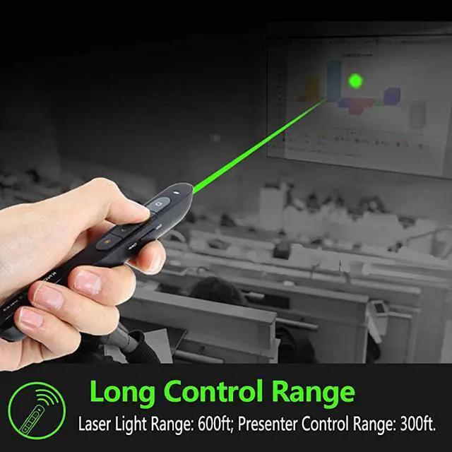 Alt view image 5 of 7 - N76GBK Green Laser Pointer for Presentations Rechargable Hyperlink Volume Control PPT Powerpoint Clicker Presentation Remote for Powerpoint Presentations Laser Pointer Green 24GHz