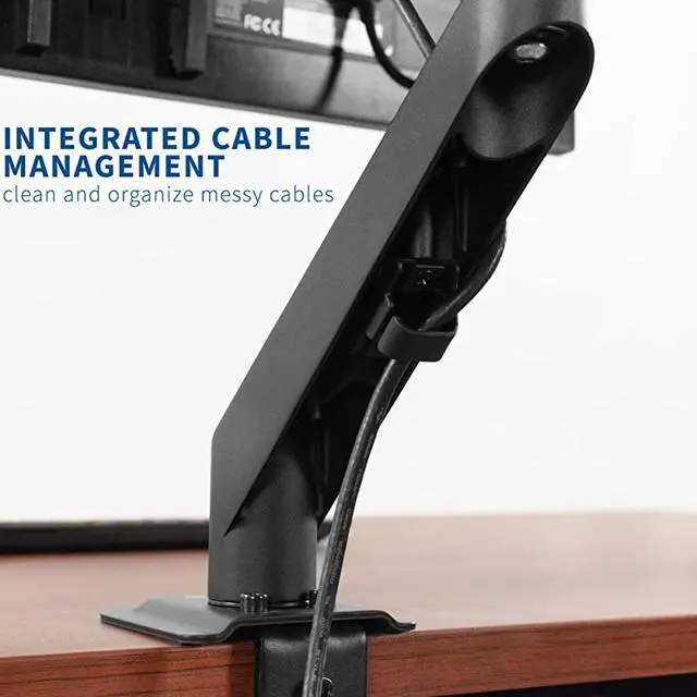 Alt view image 7 of 7 - Black Articulating Single Pneumatic Spring Arm Clampon Desk Mount Stand | Fits 1 Monitor Screen 17 to 27 inches with Max VESA 100x100 STANDV101O