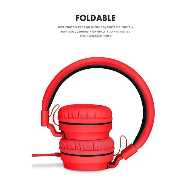 Alt view image 3 of 7 - Stereo Adjustable Foldable Headphones Lightweight Headband Headsets with Microphone 35mm for Cellphones Smartphones iPhone Tablets Laptop Computer Mp34 DVD BlackRed