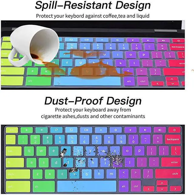 Alt view image 5 of 7 - Keyboard Cover for Dell 11.6 Chromebook 3100 / Dell Chromebook 11 3120 3180 3181 3189 5190 P22T 11.6" / Dell Chromebook 13 3380 13.3" Protective Skin, Dell Chromebook Accessories, Rainbow